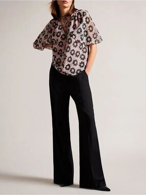 Ted Baker London Harlynn Split Sleeve Flutter Sleeve Floral Top